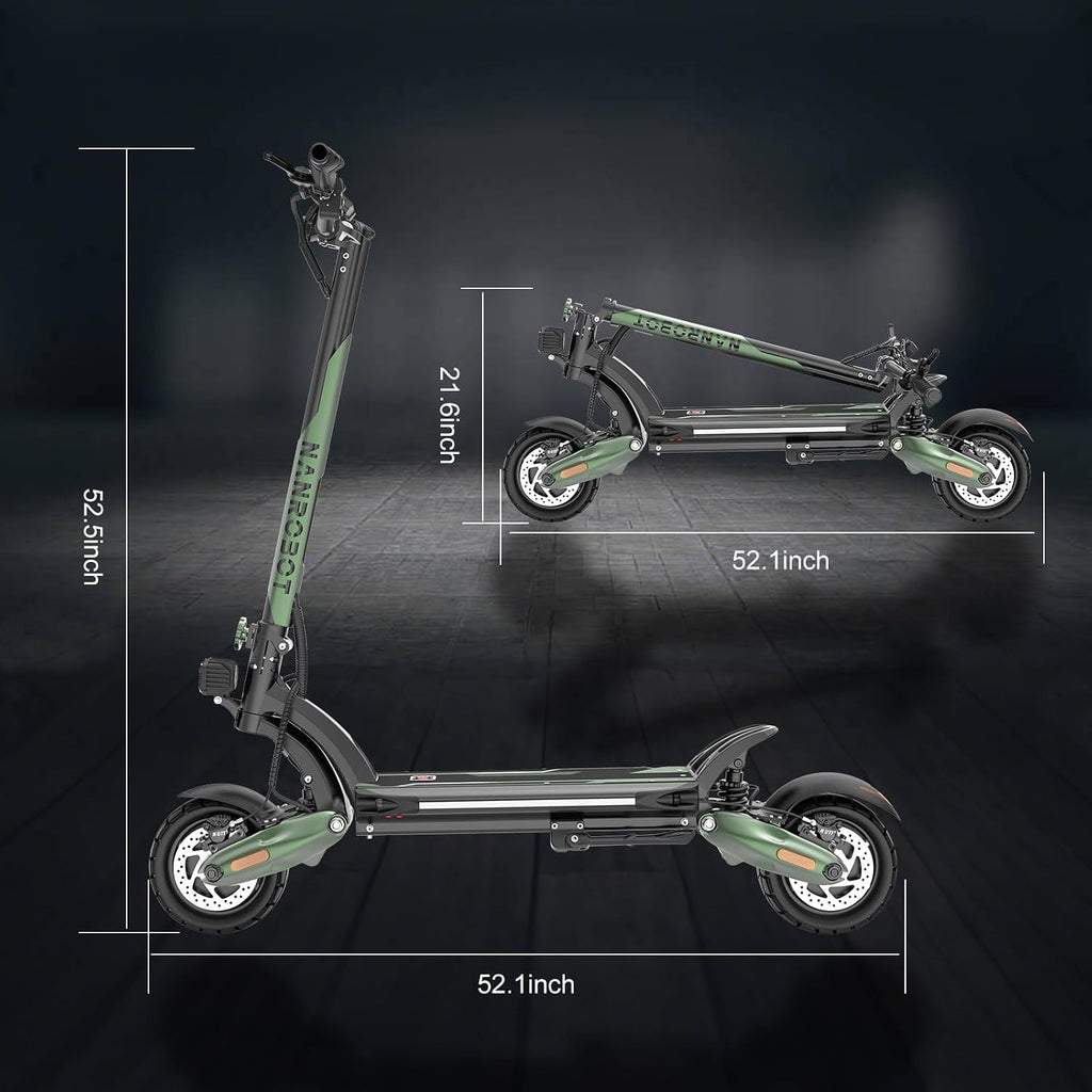 NANROBOT D6+ Lightning H1 Electric Scooter Adults 3000W Dual Motors 45 MPH Top Speed 75/40/18 Miles Long Range Fast Electric Scooter 10' Off-Road Tires E Scooter Foldable Commuter Sport Scooters