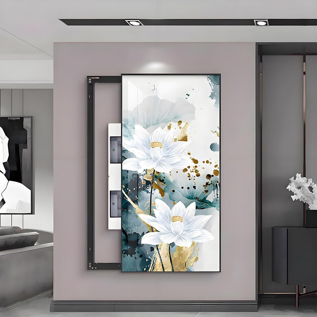 JHDXL Electric Meter Box Decorative Painting, Fuse Box Cover Cabinet, Crystal Porcelain Painting, Abstract Art Graphic Design, for Home Room Wall Decoration(Black6,100 * 50cm/39.4 * 19.7in)