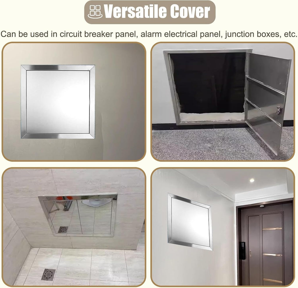 Steels Fuse Box Cover with Hidden Switch, Squar Decorative Electric Breaker Box Cover for Hide Wall, Inside Water Meter Box Cover for Replacement(50.5cm (19 7/8'))