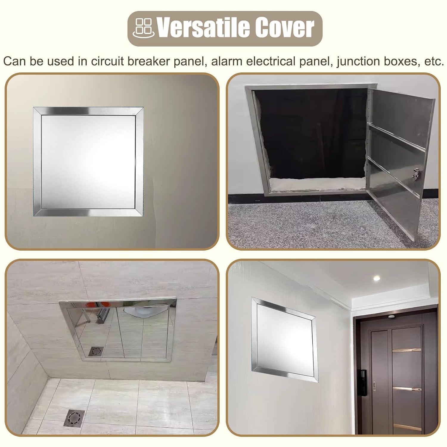 Locking Replacement Electric Meter Box Cover - Horizontal Breaker Box Lid for Hidden Fuse/Distribution Box, Access Cover (43cm/16.9') - Durable & Weatherproof Solution
