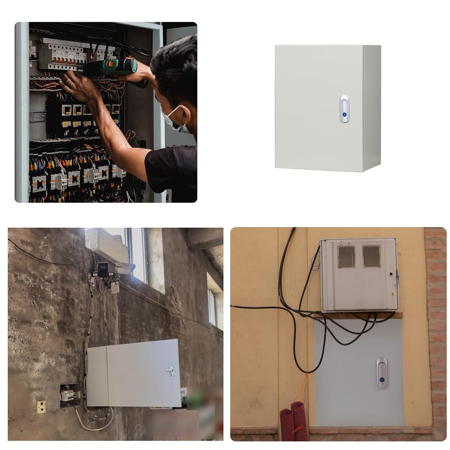 Steel Electrical Junction Box, Moisture Proof Metal Electrical Box with Safety Lock, Sleek Wall-Mounted Distribution Enclosure, Perfect for Home Renovation & Daily Use(50x40x25cm)