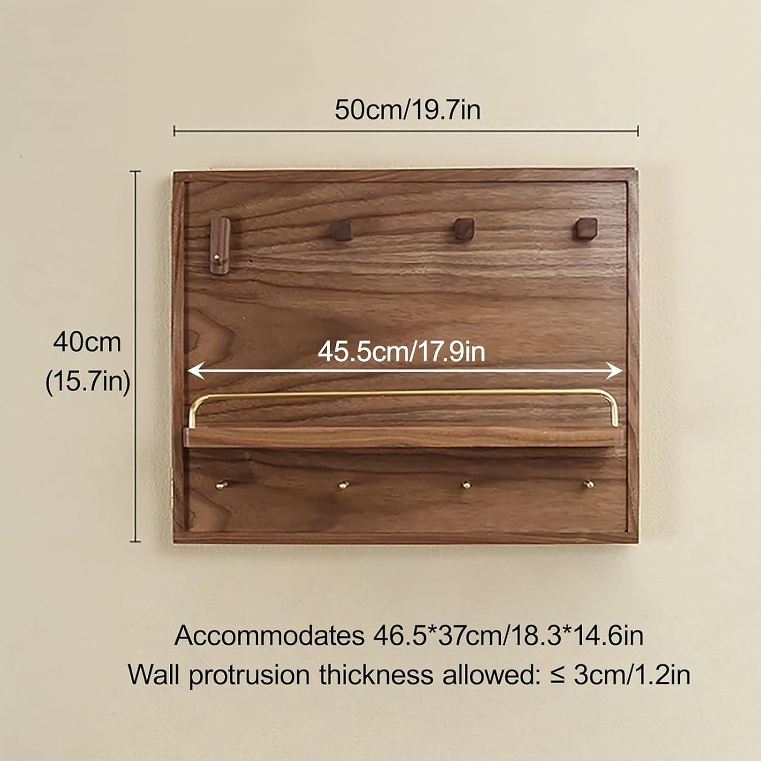 Electrical Panel Cover Decorative Wall Mounted Breaker Box Cover Wood Hidden Fuse Box Covers with Shelf Hooks, Left-Opening Flip Cover Meter Box for Home(50X40cm/19.7x15.7in(LxH))