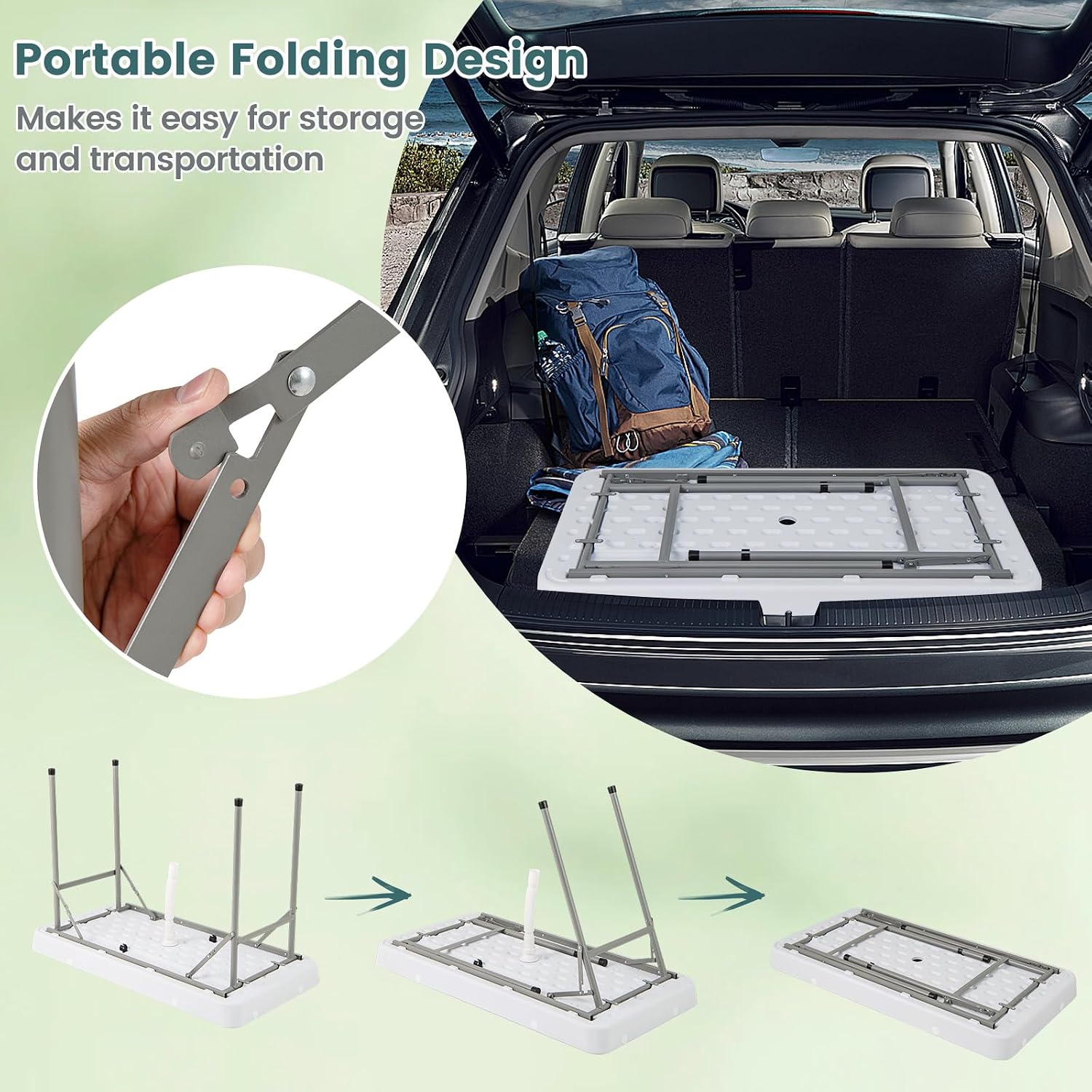 4 Foot Folding Ice Cooler Table, Portable Ice Tables for Parties with Drain, Detachable Matching Skirt & Foldable Bucket, Fill and Chill Table for Party, Picnic, Camping, Wedding, White