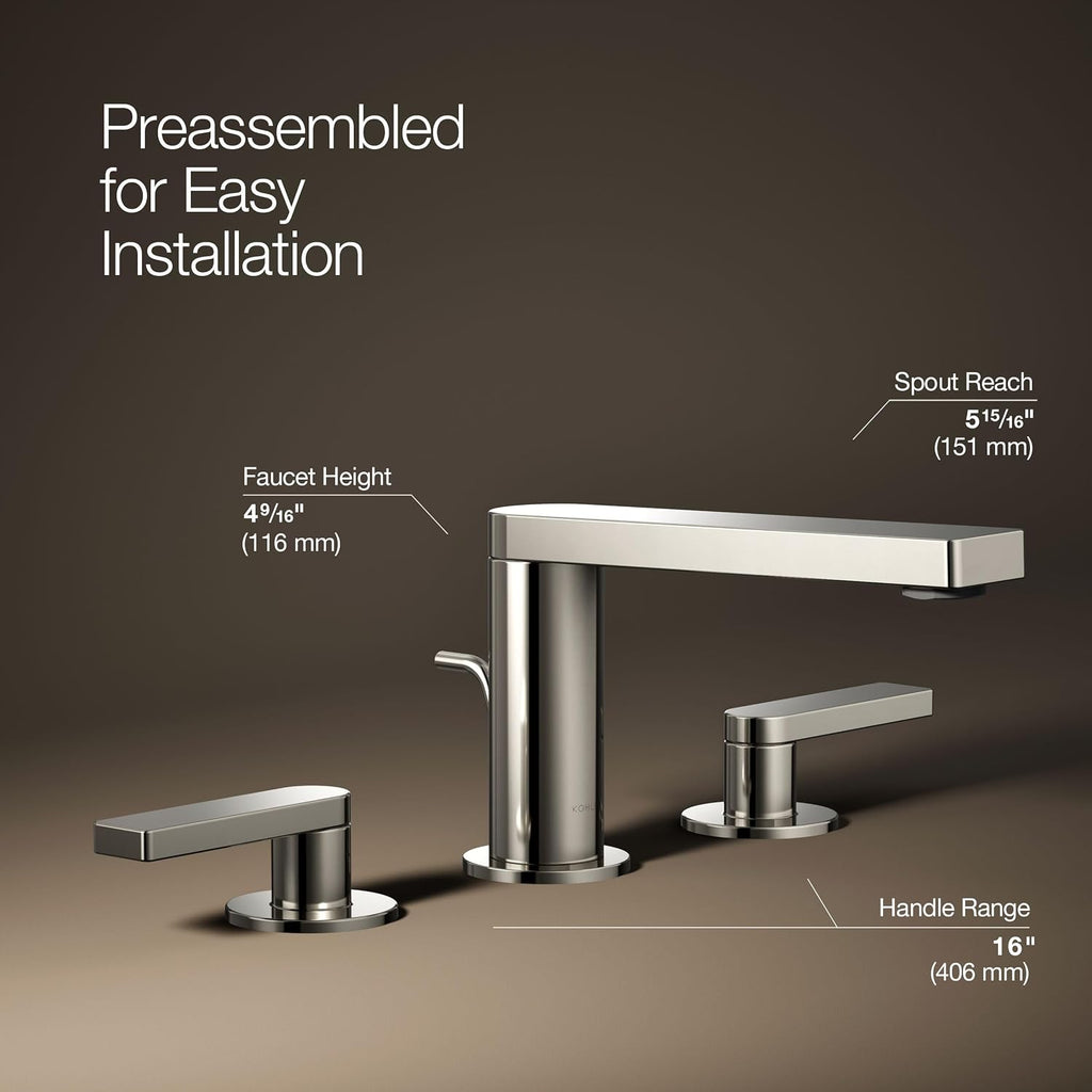 Kohler 73060-4-SN Composed® Widespread Bathroom Sink Faucet with Lever Handles, 1.2 gpm, Vibrant Polished Nickel