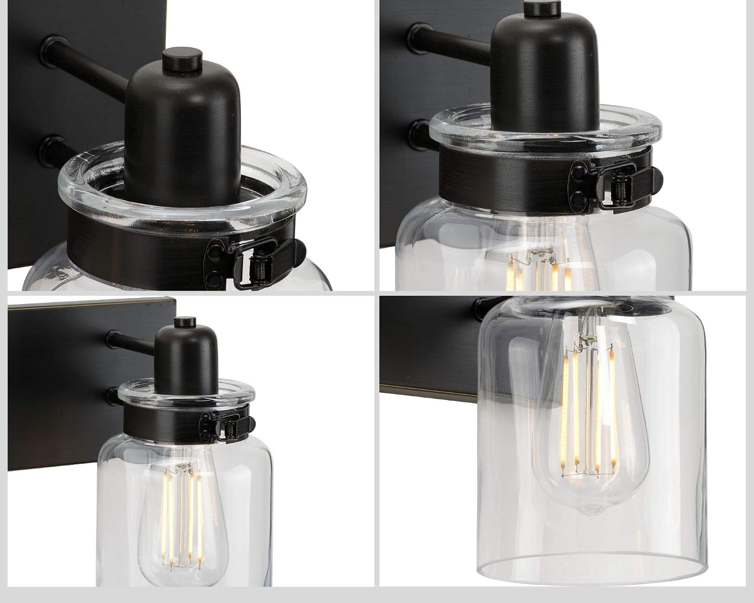 Progress Lighting P300046-020 Calhoun Collection Clear Glass Farmhouse Bath Vanity Light, 2-Light, Antique Bronze