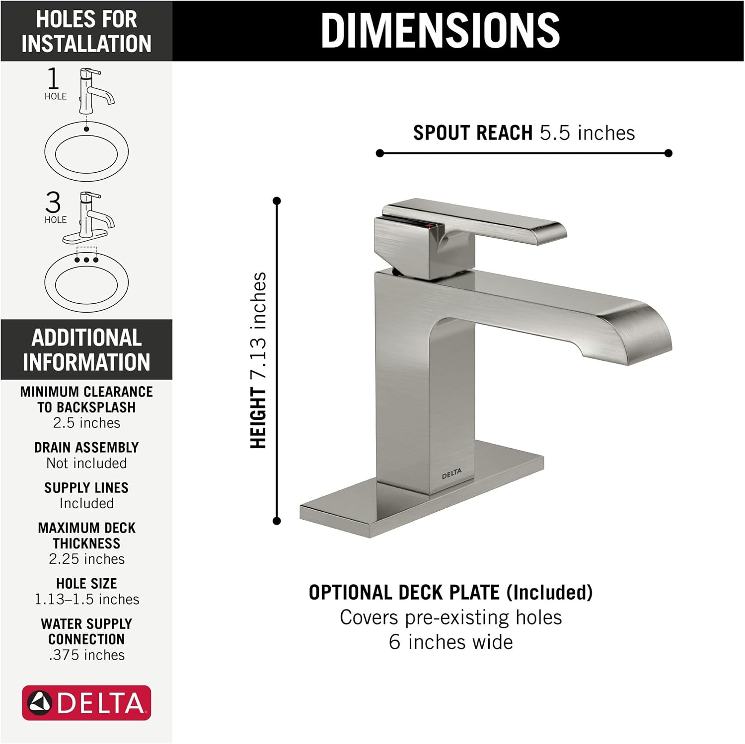 Delta Faucet Ara Single Hole Bathroom Faucet, Single Handle Bathroom Faucet Chrome, Bathroom Sink Faucet, Chrome 567LF-LPU