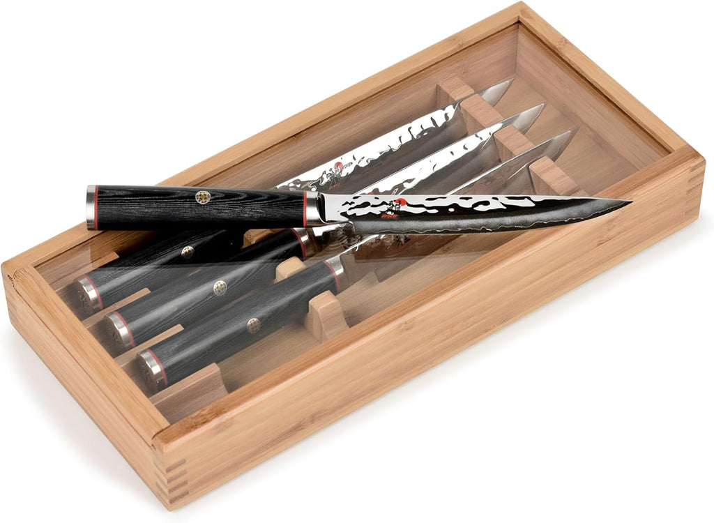 MIYABI Mizu SG2 Steak Knife Set, 4 Piece with Case