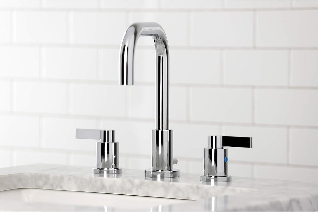 Kingston Brass FSC8931NDL NuvoFusion Widespread Bathroom Faucet with Pop-Up Drain, Polished Chrome