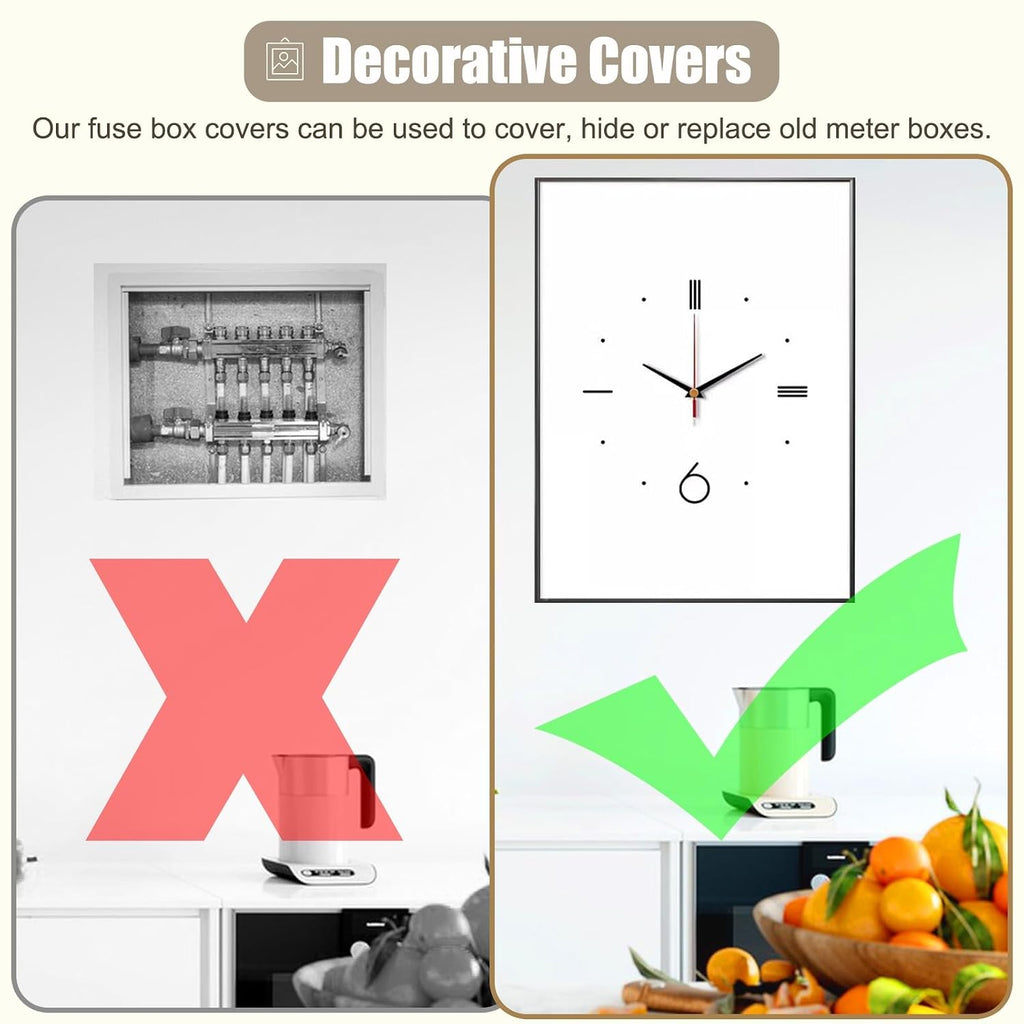 Wall-Mounted Kitchen Breaker Box Cover, Durable Veal Electric Panel Plate for Home & Office, Farmhouse Style Meter Box Cover (Light Brown, 40x60cm / 15.8x23.6)