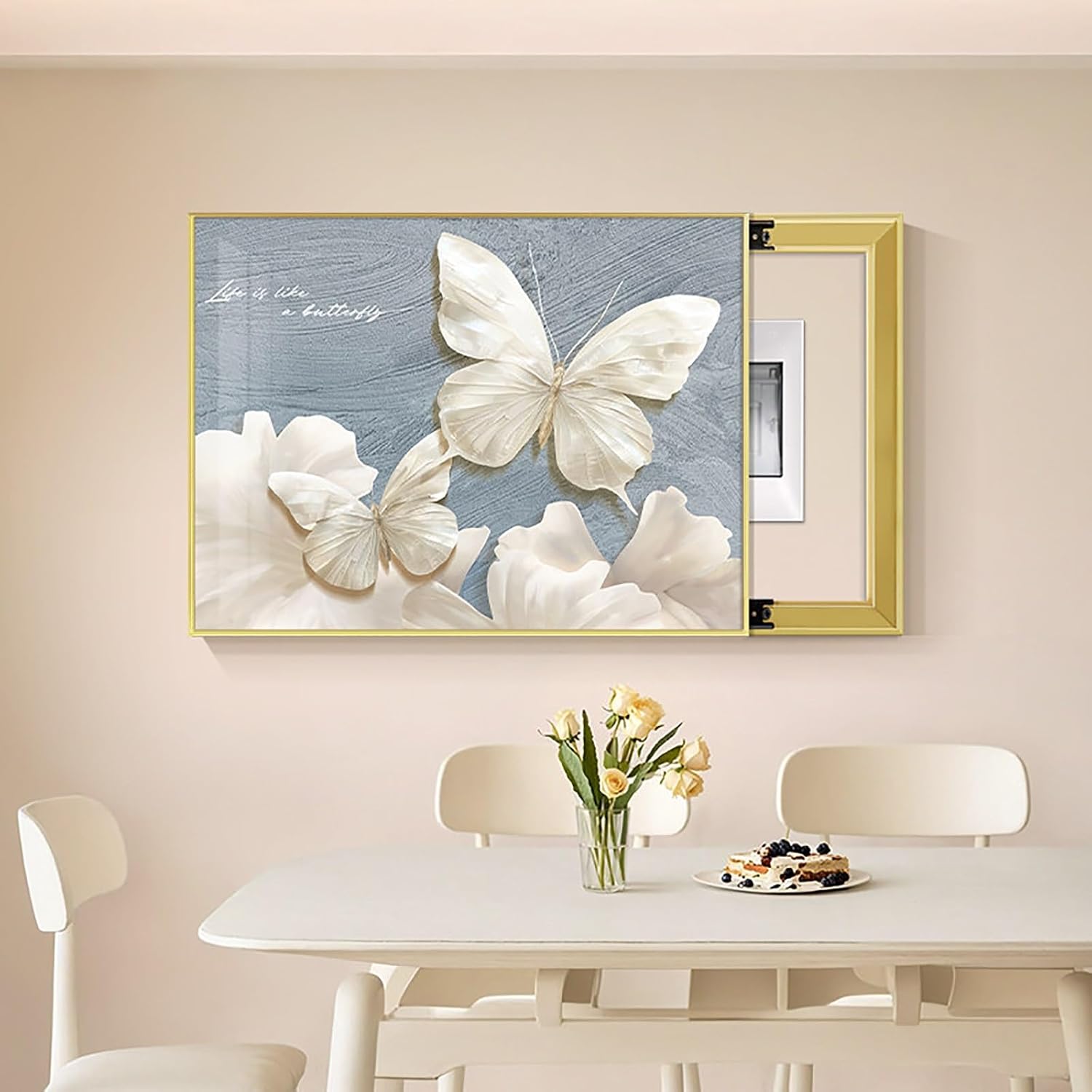 Meter Decorative Painting, Creative Switch Box, Hide Breaker Box Cover, PS Frame for Living Room Home Office, Various Styles Available(Blue 1,70 * 50cm/27.5 * 19.7in)