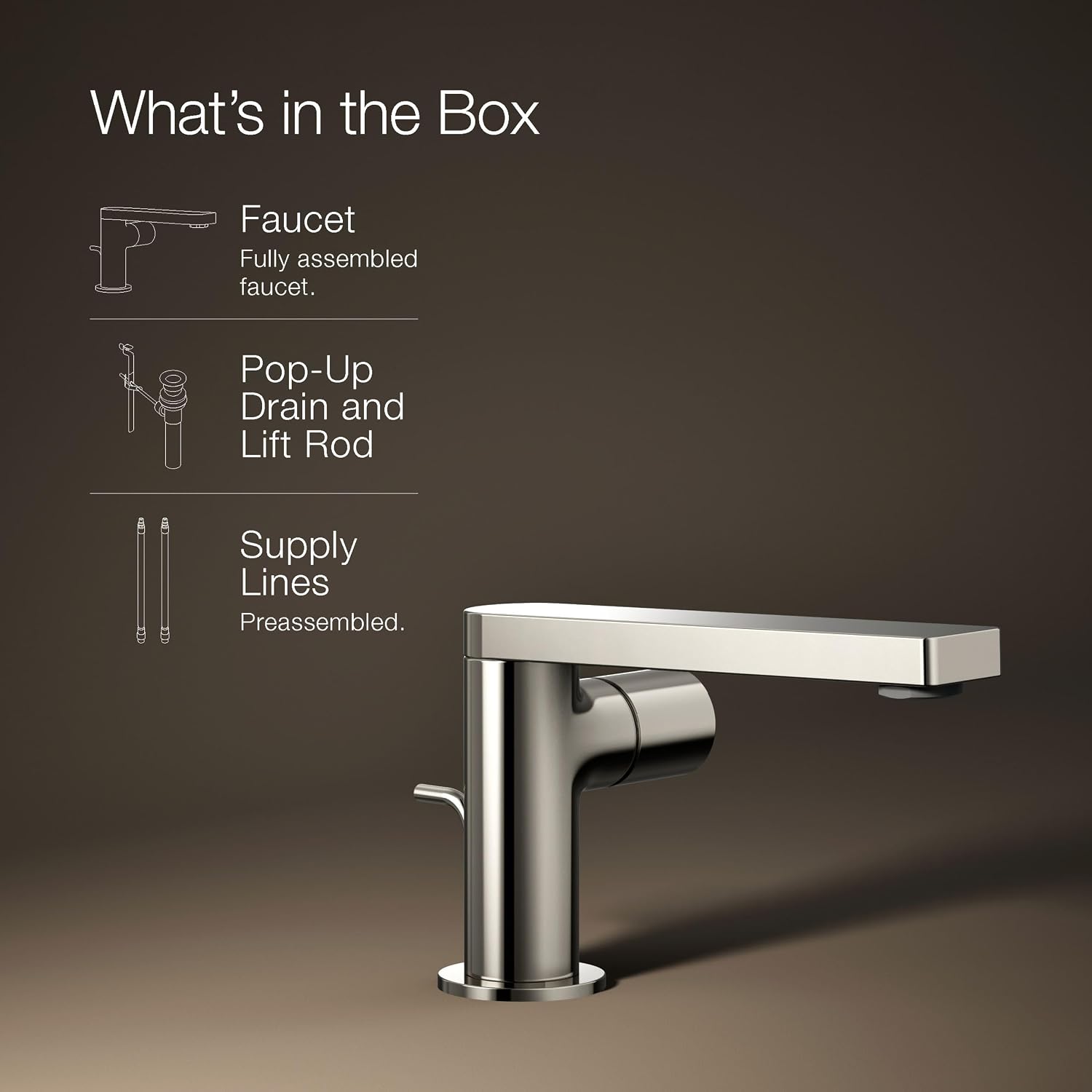 Kohler 73050-7-SN Composed® Single-Handle Bathroom Sink Faucet with Cylindrical Handle, 1.2 gpm, Vibrant Polished Nickel