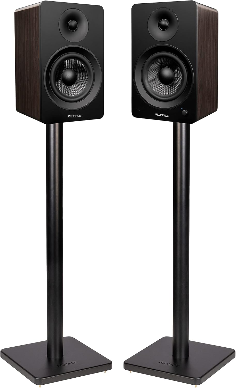Fluance Ai61 Powered 2-Way 2.0 Stereo Bookshelf Speakers with Speaker Stands 6.5' Drivers 120W Amplifier for Turntable Bluetooth 5 Wireless Music Streaming - RCA Optical USB & Sub Out (Natural Walnut)