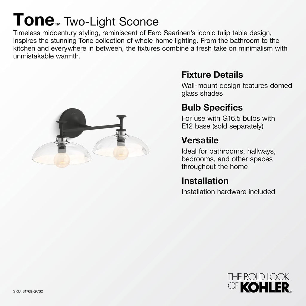 Tone 2 Light Sconce - Brushed Nickel 31769-SC02-BNL Kohler