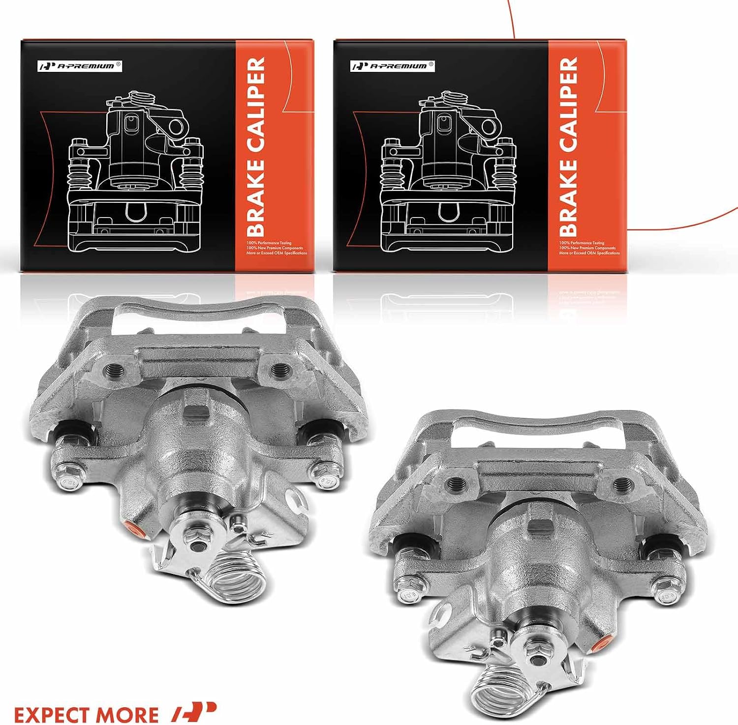 A-Premium Disc Brake Caliper Assembly with Bracket Compatible with Select Ford and Lincoln Models - Explorer 2011-2019, Taurus 2013-2019, Flex/MKT 2010-2014 - Rear Driver and Passenger, 2-PC Set