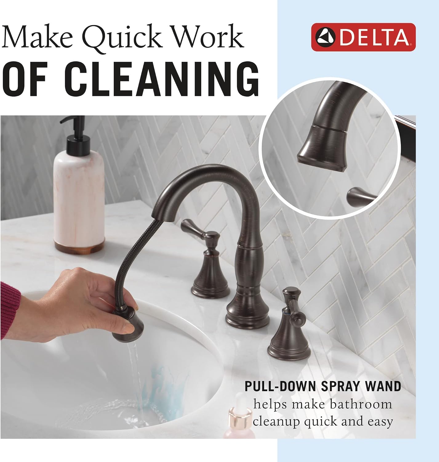 Delta Faucet Cassidy Pull Down Bathroom Faucet, Bathroom Pull Out Faucet, Oil Rubbed Bronze Widespread Bathroom Faucet 3 Hole Pull Down, Bathroom Sink Faucet Magnetic, Venetian Bronze 3597-RBPD-DST