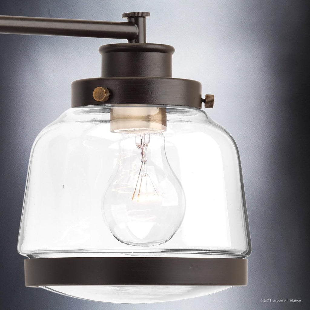 Urban Ambiance Luxury Industrial Chic Bathroom Vanity Light, Large Size: 11.25' H x 26' W, with Art Deco Style Elements, Olde Bronze Finish, UHP2539, Nottingham Collection