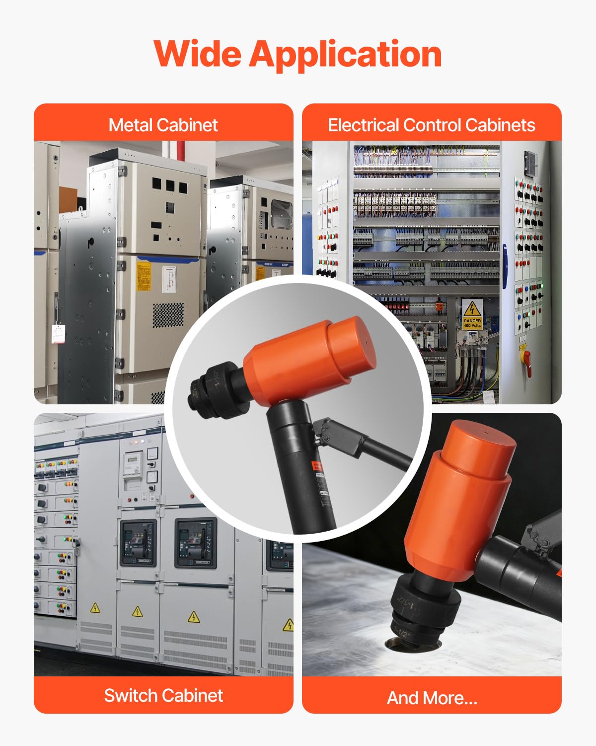 VEVOR Knockout Punch Set, 15 Ton Hydraulic Knockout Set, 1/2' to 4' KO Tool Kit Hole Making Tool, KO Tools Kit W/10 Dies for Metal Electrical Cabinets, Electrical Control Cabinets, Switch Cabinets