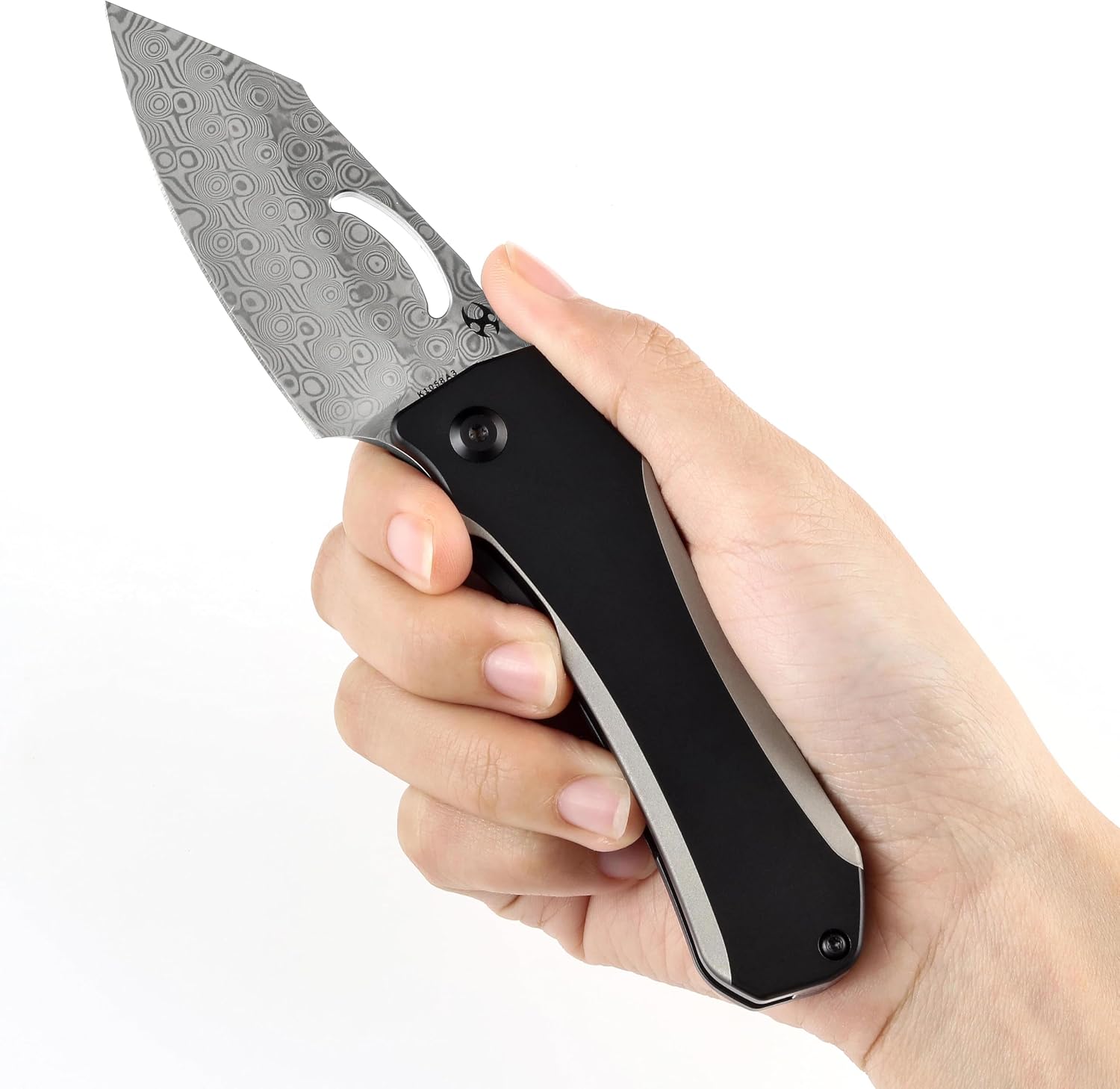 KANSEPT Loki Pocket Folding Knives for Men EDC Camping Folding Knife 2.99'' Damascus Blade Material Pocke Knife with Plain & Black Anodized Titanium Handle Everyday Carry K1058A3