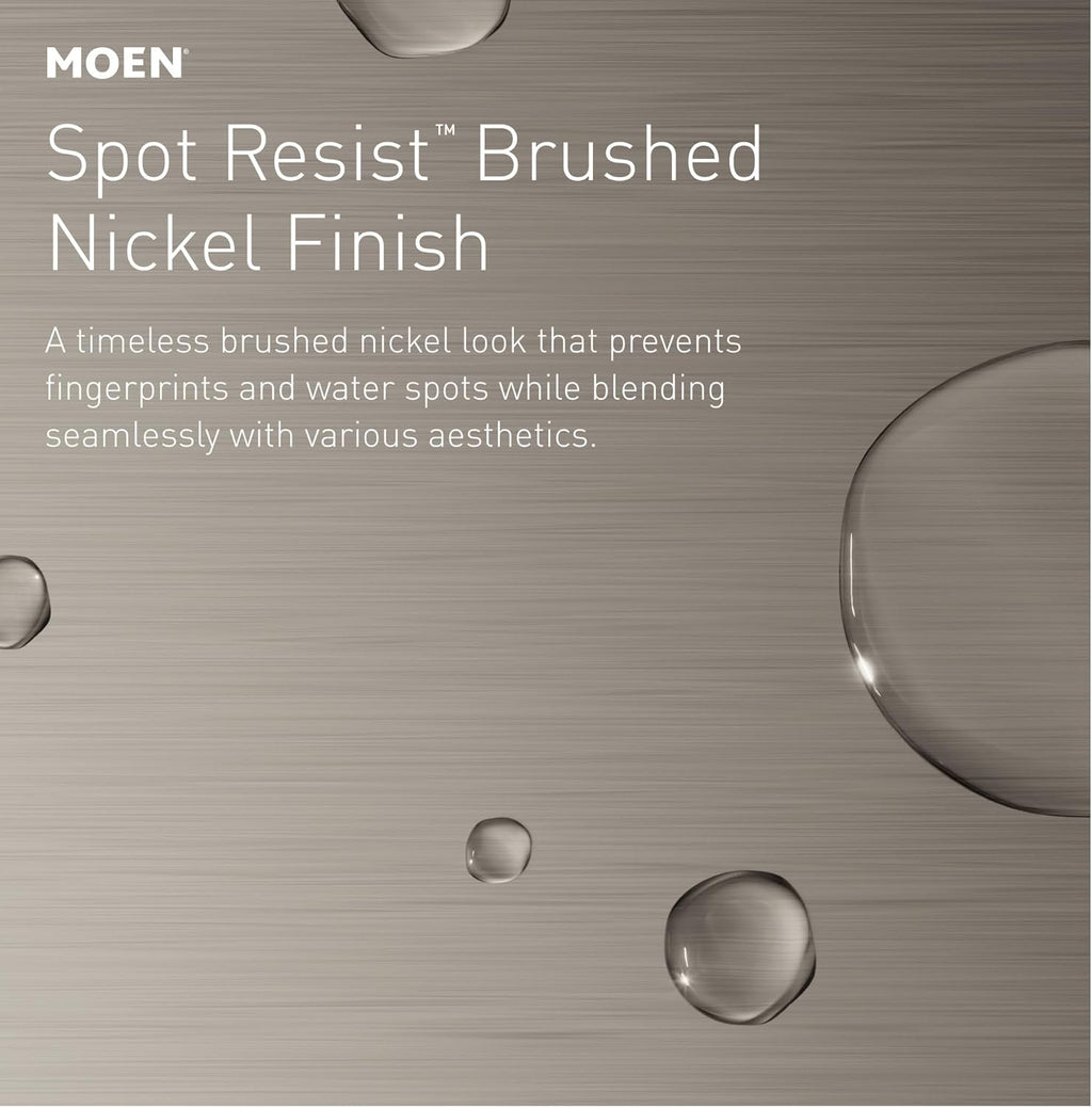 Moen Wetherly Spot Resist Brushed Nickel Two-Handle Centerset Bathroom Faucet with Drain Assembly, WS84850SRN
