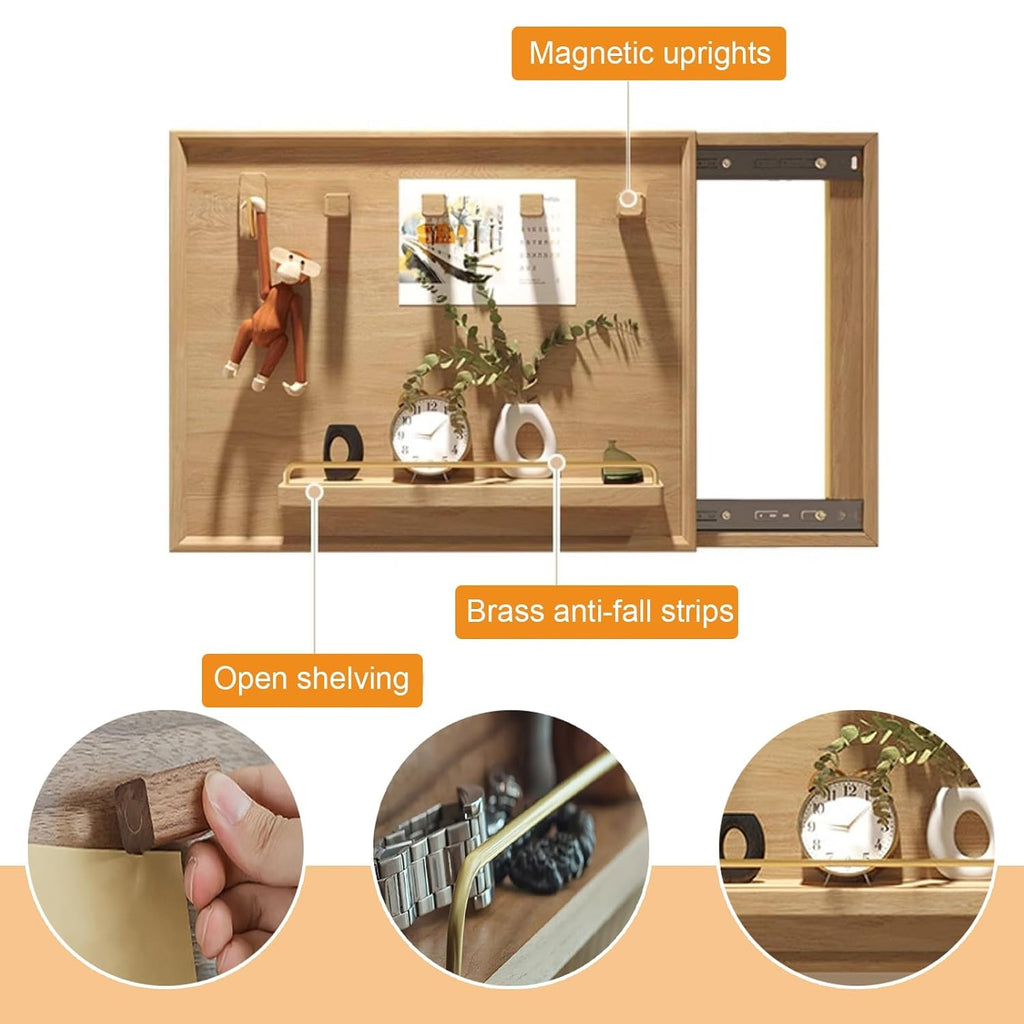 Wooden Electric Meter Box Cover with Push-Pull Design, Decorative Indoor Electrical Panel Cover, with Magnetic Column for Home, Office, Apartment(Brown 2,60 * 50cm/23.6 * 19.7in)