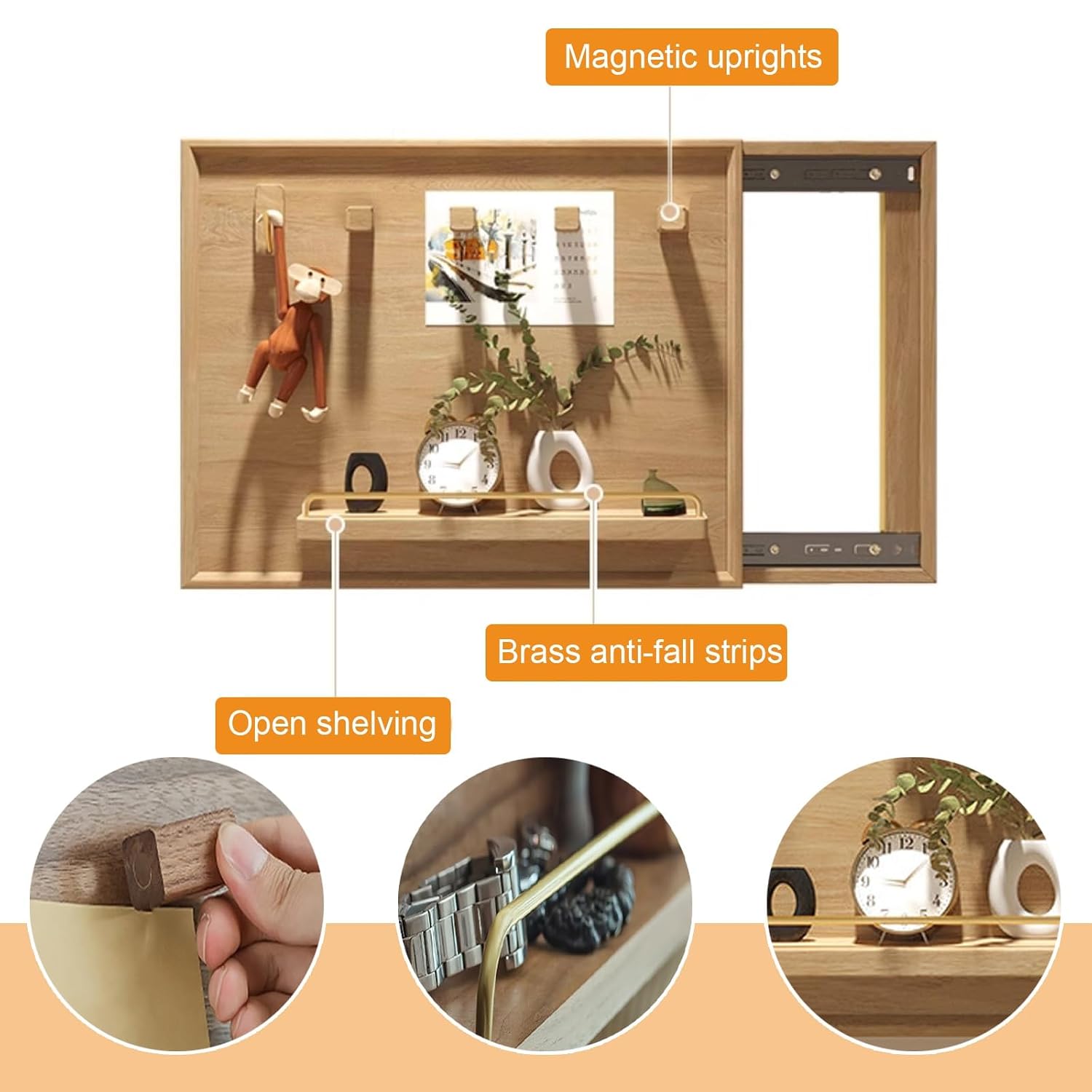 Wooden Electric Meter Box Cover with Push-Pull Design, Decorative Indoor Electrical Panel Cover, with Magnetic Column for Home, Office, Apartment(Brown 2,60 * 40cm/23.6 * 15.7in)