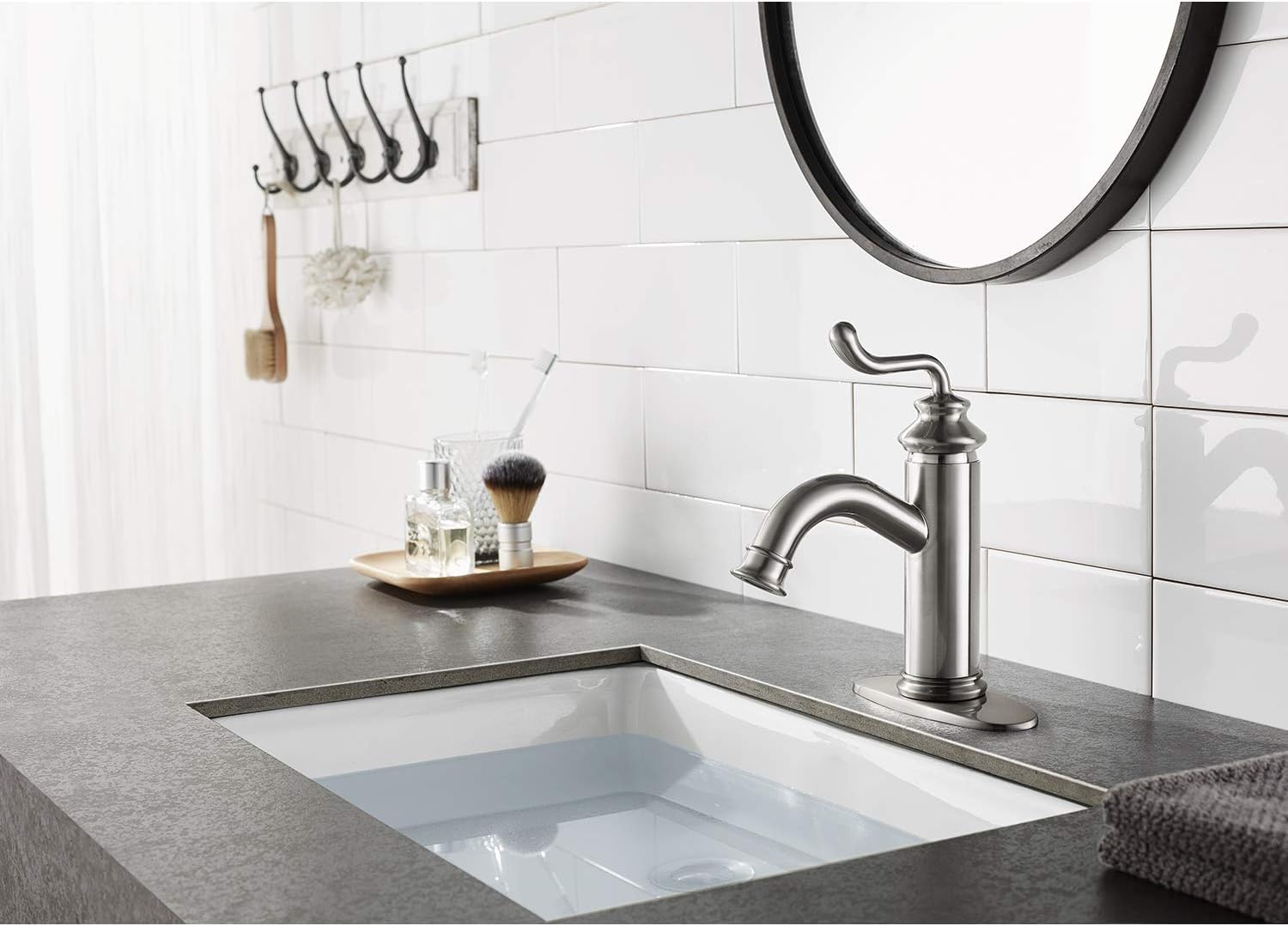 Fauceture LS5418RL Royale Single-Handle Bathroom Faucet with Push Pop-Up, Brushed Nickel