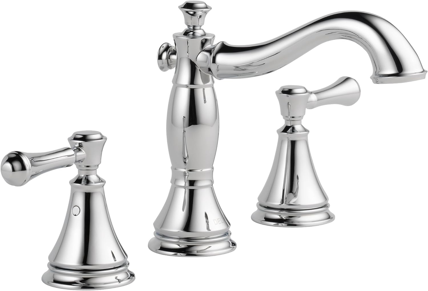 Delta Cassidy Chrome Bathroom Faucet 3 Hole, 8 Inch Widespread Bathroom Sink Faucet for Vanity, Metal Push-Pop Drain Assembly, Chrome 3597LF-MPU