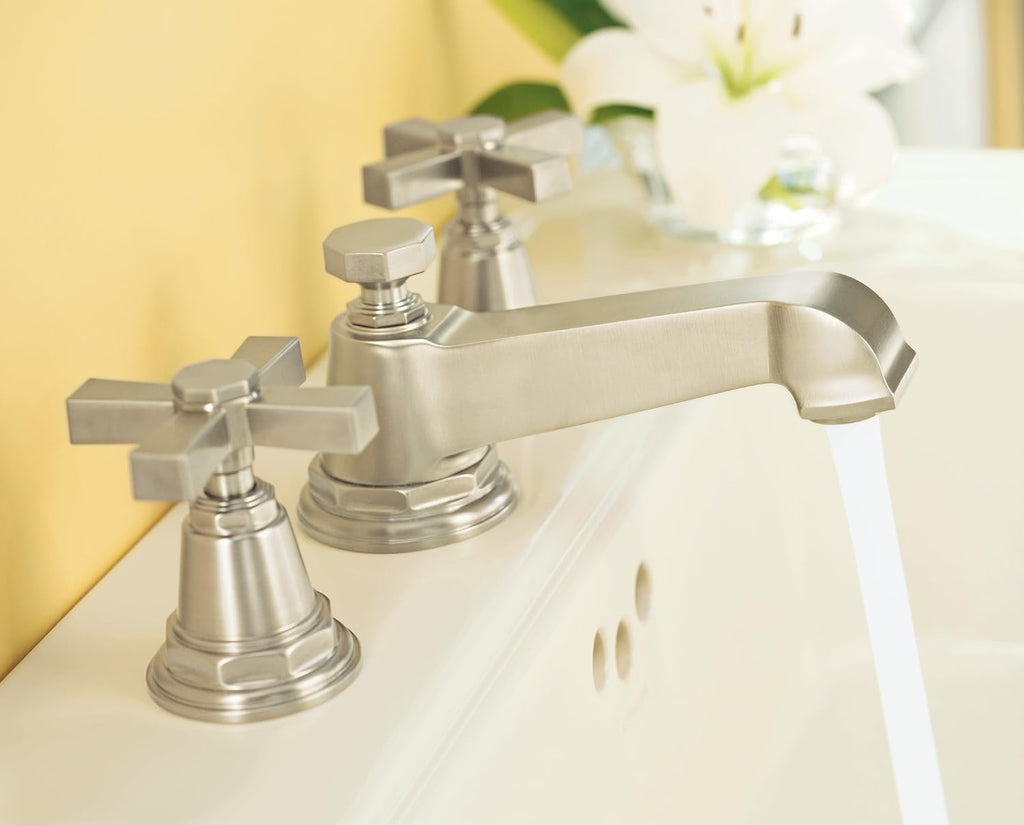Kohler K-13132-3A-SN Pinstripe 2 Handle Widespread Bathroom Faucet Polshd Nickel
