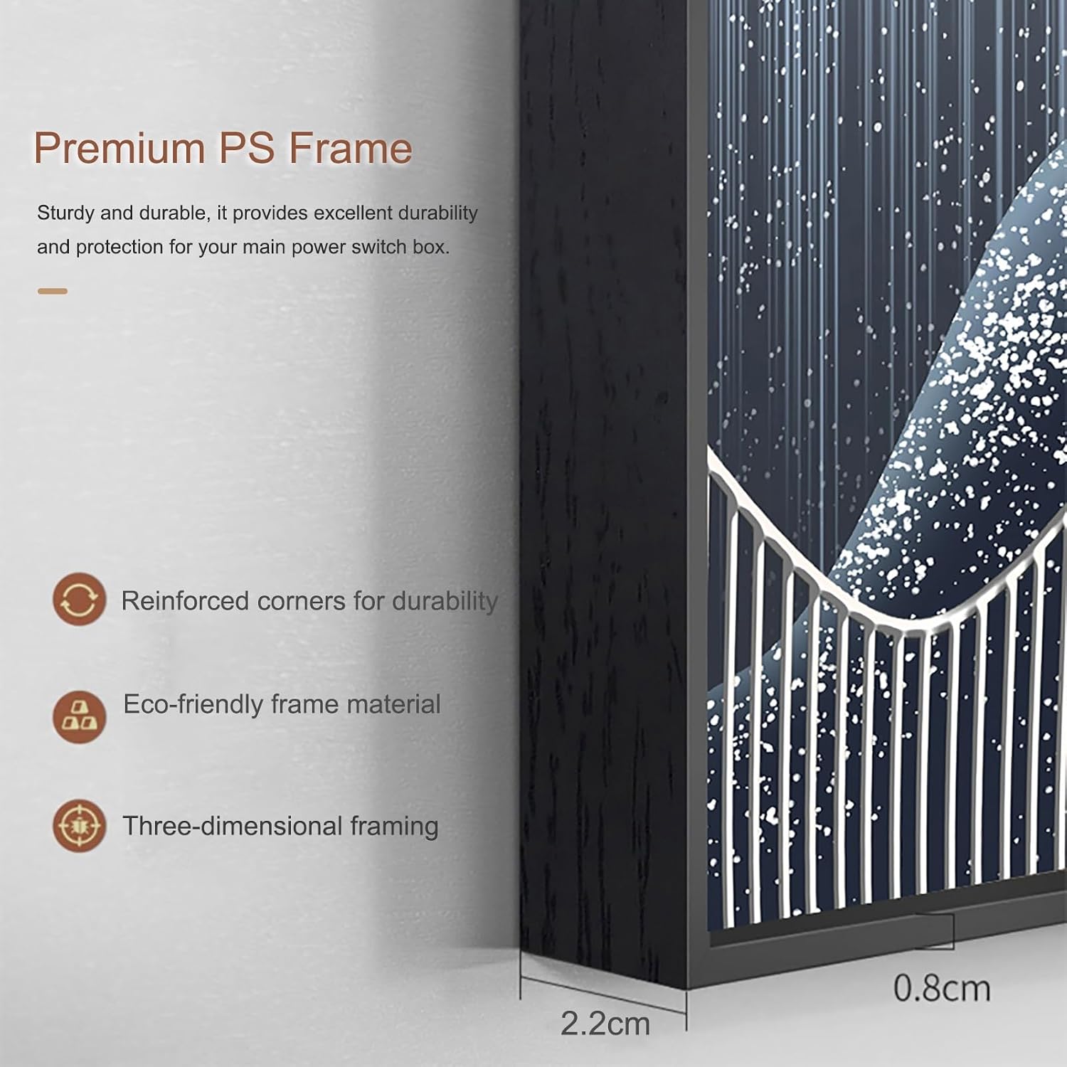 Decorative Fuse Box Covers, Electric Meter Box Decorative Painting, PS Frame Modern Meter Decorative, for Home Room Wall Decoration, Simple Install(Black 11,55 * 45cm/22 * 18in)