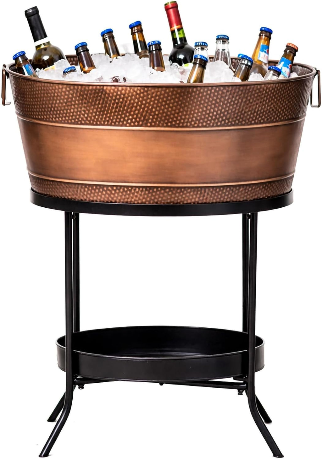 BREKX Aspen Metal Beverage Tub with Stand, 6 Gallon Galvanized Tub with Durable Copper Finish, Ice Tub Cooler Stand, Drink Cooler for Parties - Copper Anniversary