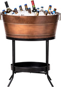 BREKX Aspen Metal Beverage Tub with Stand, 6 Gallon Galvanized Tub with Durable Copper Finish, Ice Tub Cooler Stand, Drink Cooler for Parties - Copper Anniversary