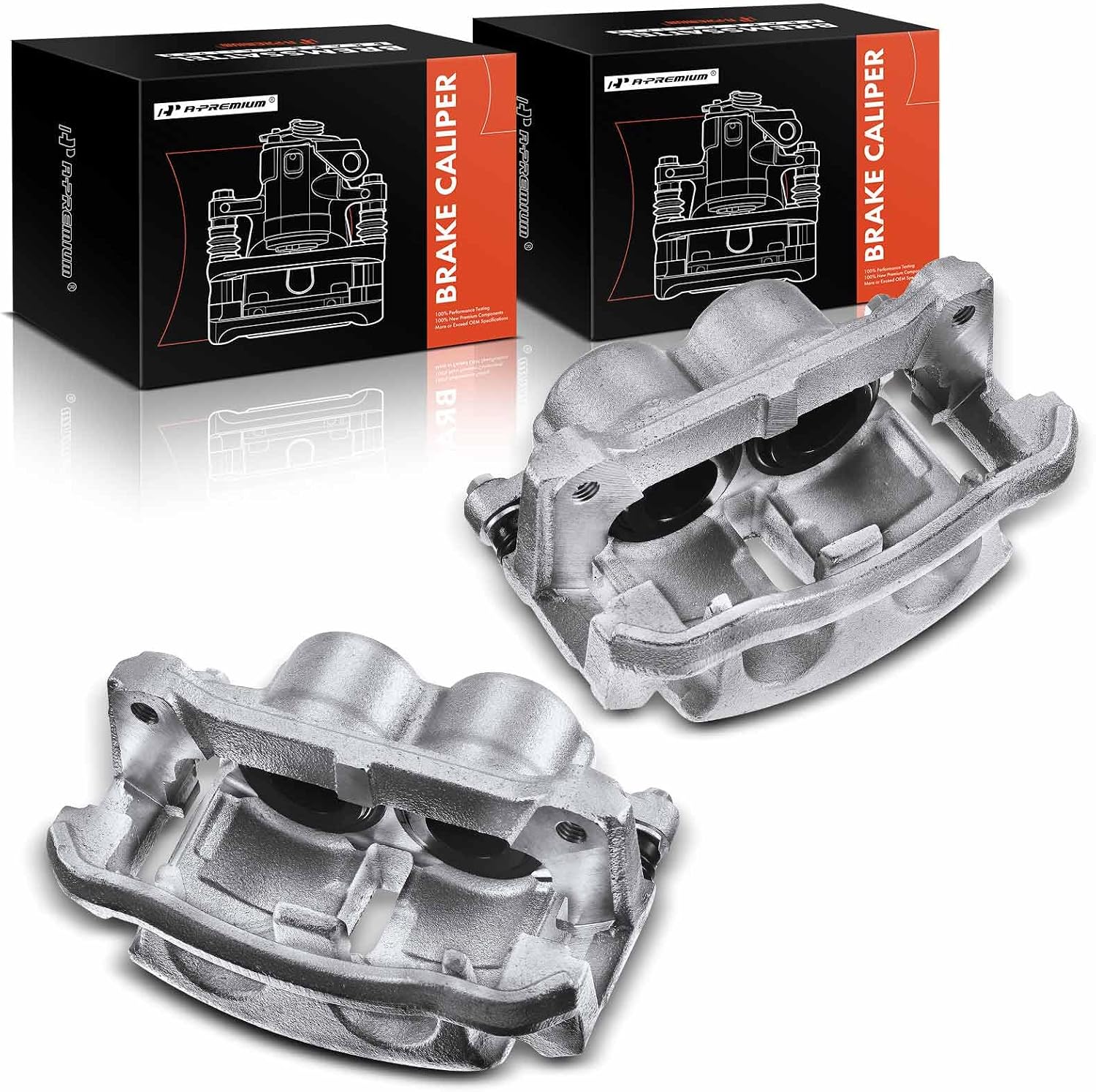 A-Premium Disc Brake Caliper Assembly with Bracket Compatible with Select Ford Models - For F-150 2009, Lobo 2009-2014, Pickup - Front Driver and Passenger, 2-PC Set