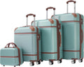 Merax Luggage Set 3 Piece Suitcase Set with 1 Cosmetic Case Expandable Spinner Wheels Vintage Luggage Sets(Blue Green,20'+24'+28')