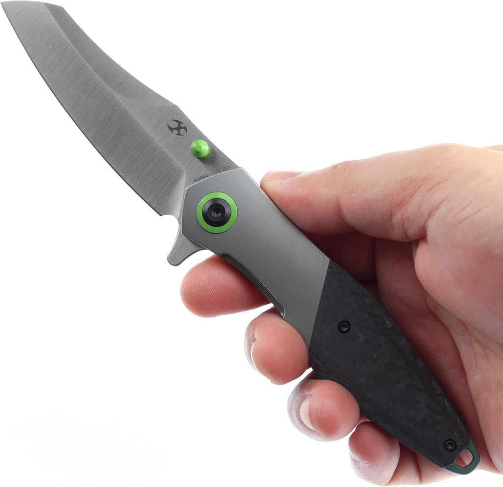 KANSEPT Mistaken Folding Knives for Men EDC Camping Pocket Folding Knife 3.58'' Satin CPM 20CV Blade with Titanium Twill Carbon Fiber Handle Everyday Carry K1053A2