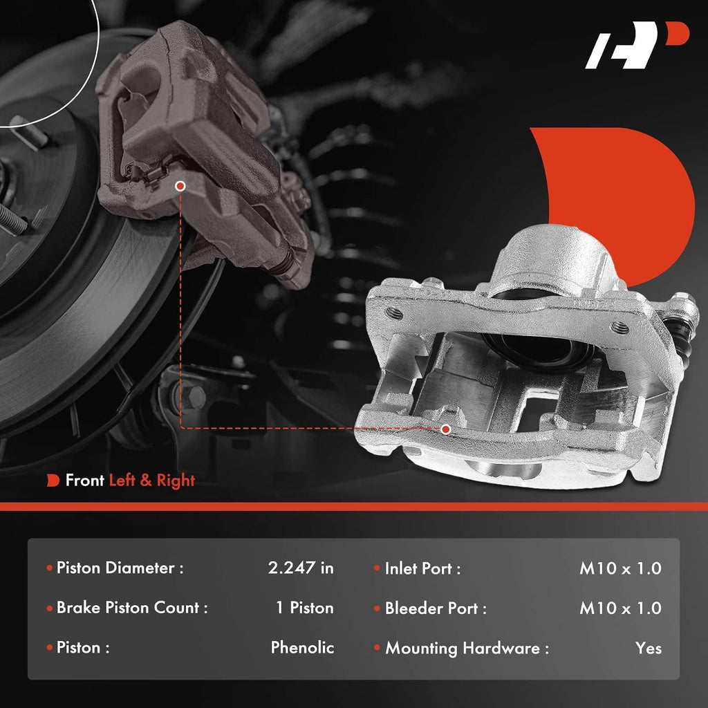 A-Premium Disc Brake Caliper Assembly with Bracket Compatible with Select Chrysler and Dodge Models - Neon 2003-2005, PT Cruiser 2003-2009, 2.4L - Front Driver and Passenger, 2-PC Set