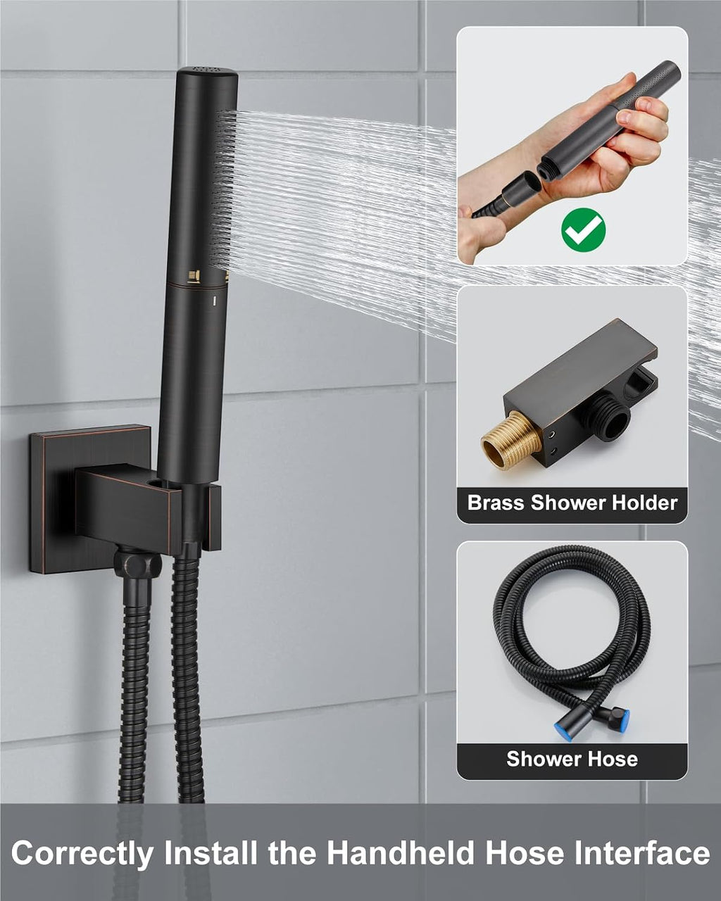 Aolemi Shower Faucet Set, High Pressure Shower System with 2-in-1 Handheld Sprayer, Wall Mount Fixture Combo with Rough-in Valve, 12 Inch Shower Head, Oil Rubbed Bronze