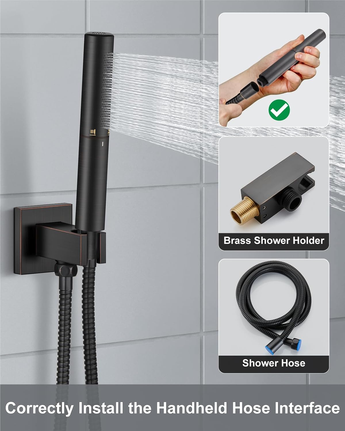 Aolemi Shower Faucet Set, High Pressure Shower System with 2-in-1 Handheld Sprayer, Wall Mount Fixture Combo with Rough-in Valve, 12 Inch Shower Head, Oil Rubbed Bronze