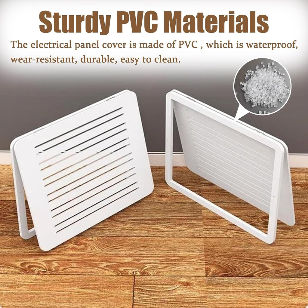 Electrical Panel Cover White Distribution Box Panel Cover, Hollow Design Electric Meter Boxes Protective Lid, Power Distribution Box Cabinet for Office Cafe(Style A,60x40cm (23 5/8'x15 3/4'))