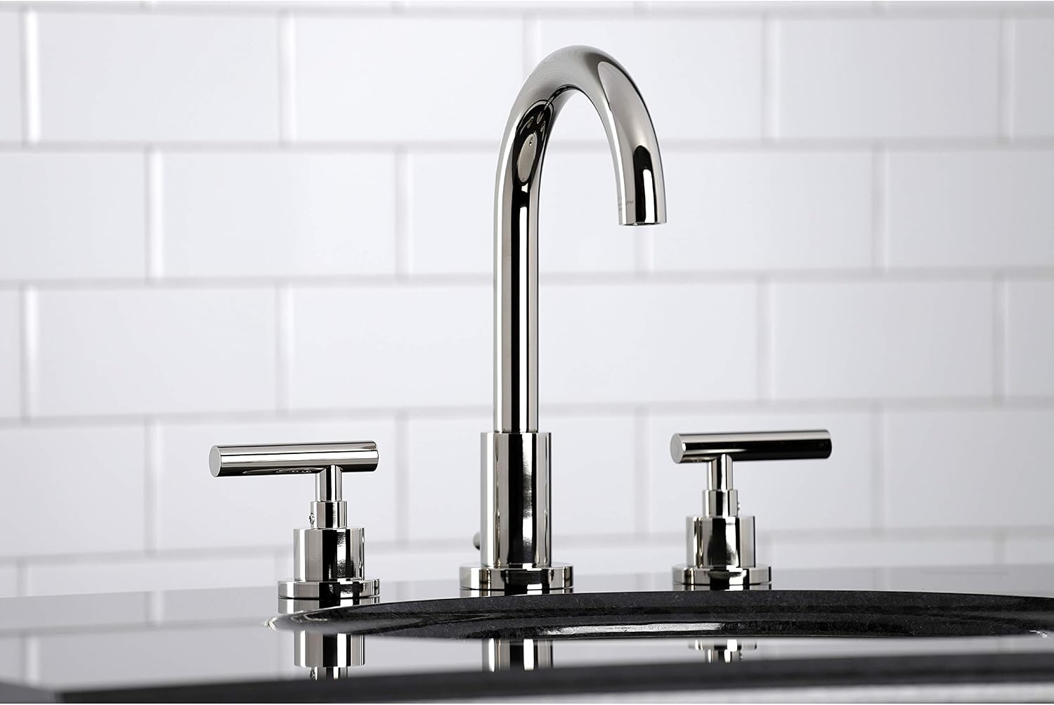 Kingston Brass FSC8929CML Manhattan Widespread Bathroom Faucet with Pop-Up Drain, Polished Nickel