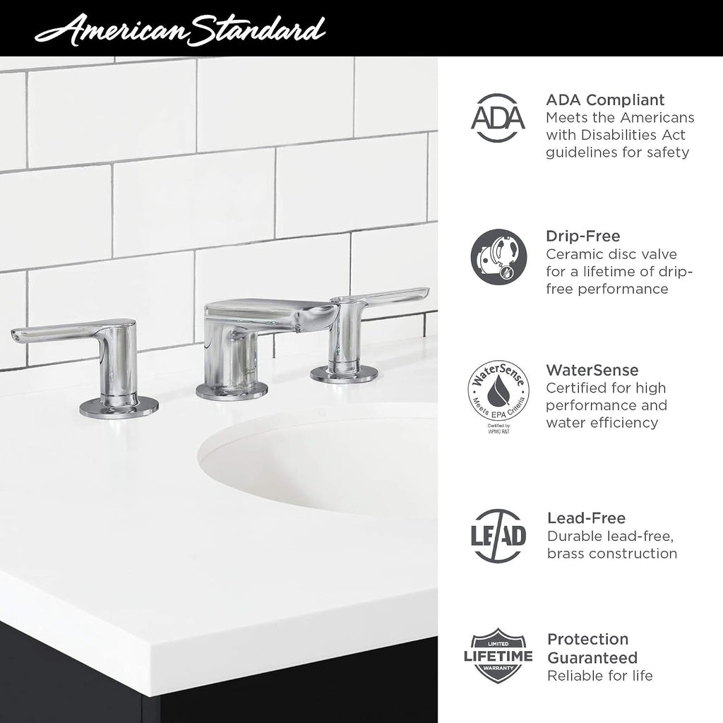 American Standard 7105857.002 Studio S Widespread Low-Spout Faucet with Lever Handles, Polished Chrome