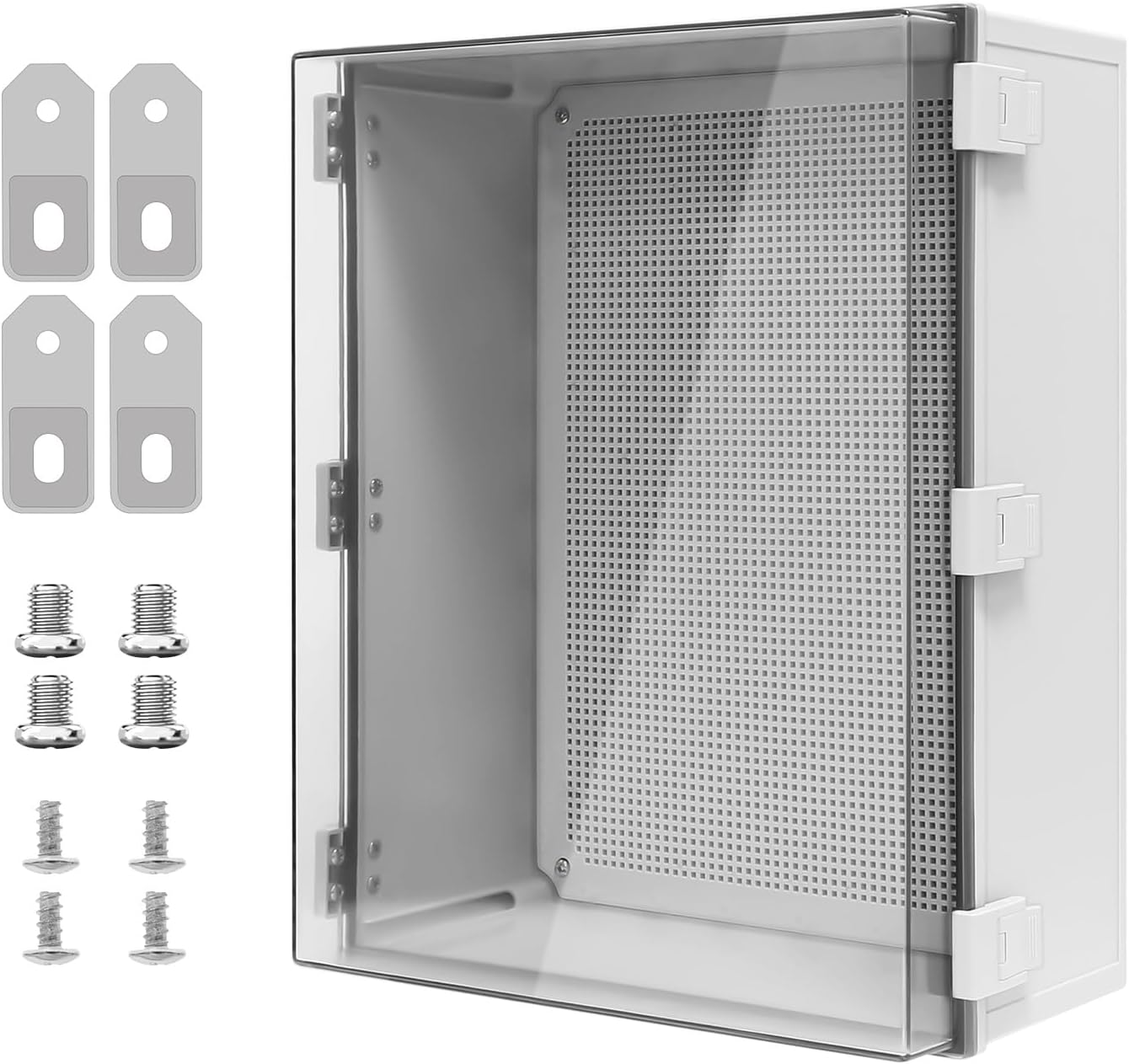 Electrical Box IP65 Waterproof ABS Plastic Enclosure Outdoor and Indoor Project Box Hinged Clear Cover with Mounting Plate Wall Brackets, Outer Dimension 19.7'x 15.7' x 7.9'