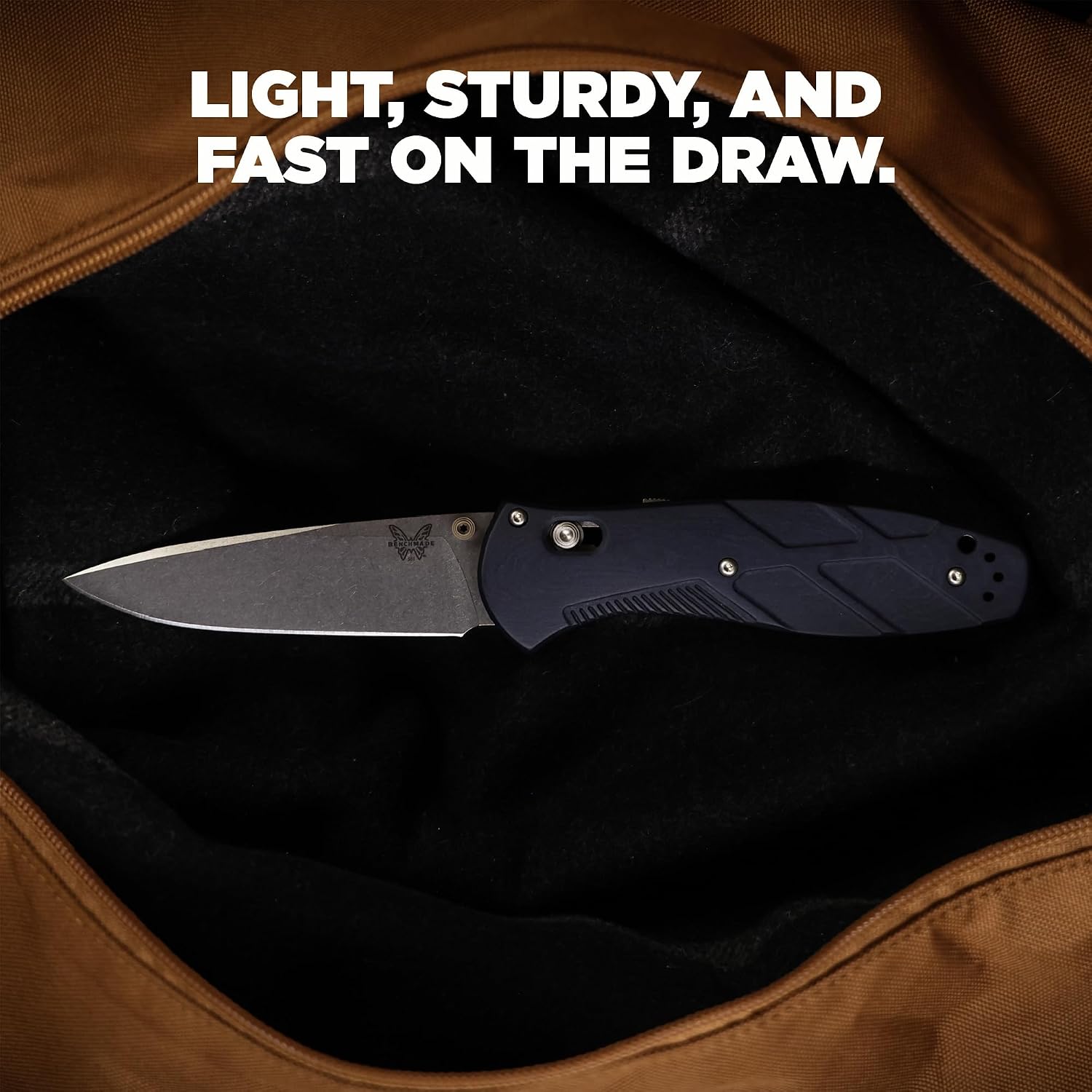 Benchmade - Barrage, Tactical, Every Day Knife, Plain Edge, Drop-Point Blade, Blue Canyon Richlite Handle (581-03)