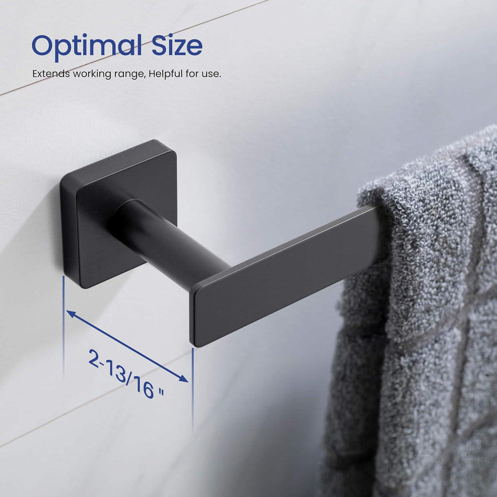KIBI Blaze Bathroom Hardware Set 4 Piece Bathroom Accessories Set | Towel Bar (19'), Towel Holder, Toilet Paper Holders, Robe Hook (Matte Black) (KBA16-4-2)