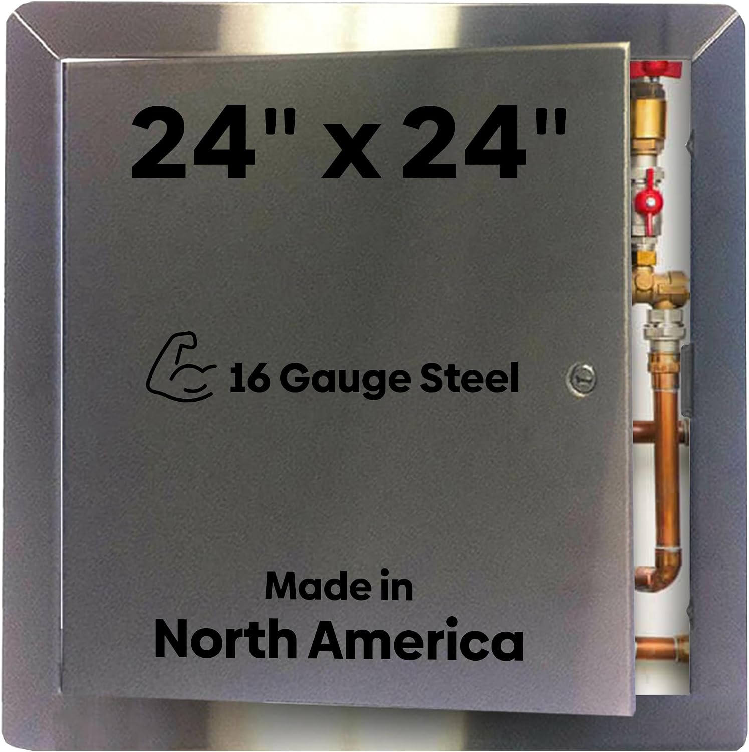 Best 24' x 24' Universal Access Panel with Flange, 16-Gauge 304 Stainless Steel Access Door for Non-Rated Wall/Ceiling, LEED Compliant Panel with Hidden Pin Hinge, Screwdriver Latch, BA-UAP-SS-FBA