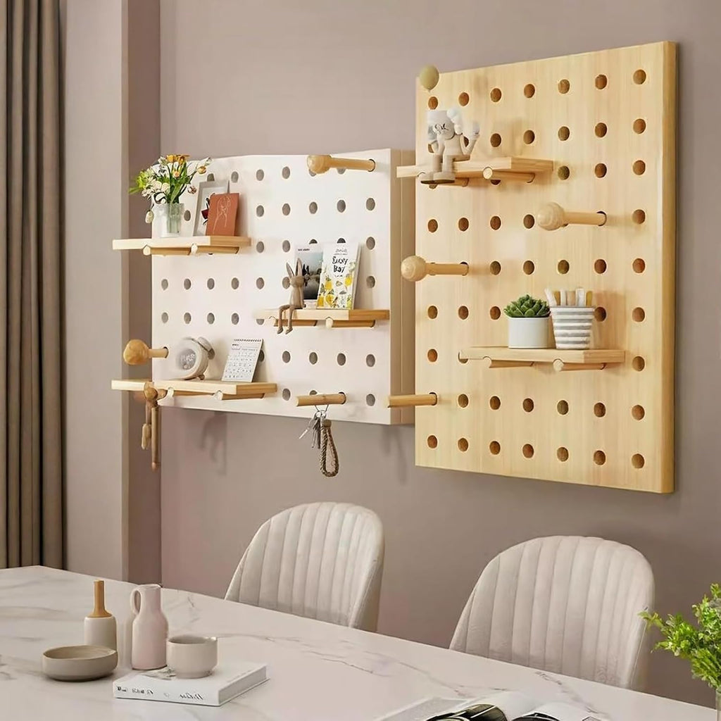 Decorative Fuse Box Covers, Wall Mounted Electrical Panel Cover, Pegboard Combination Organizer Storage, Adapts to Different Interior Styles(Wood 2,70 * 50cm/27.5 * 19.7in)