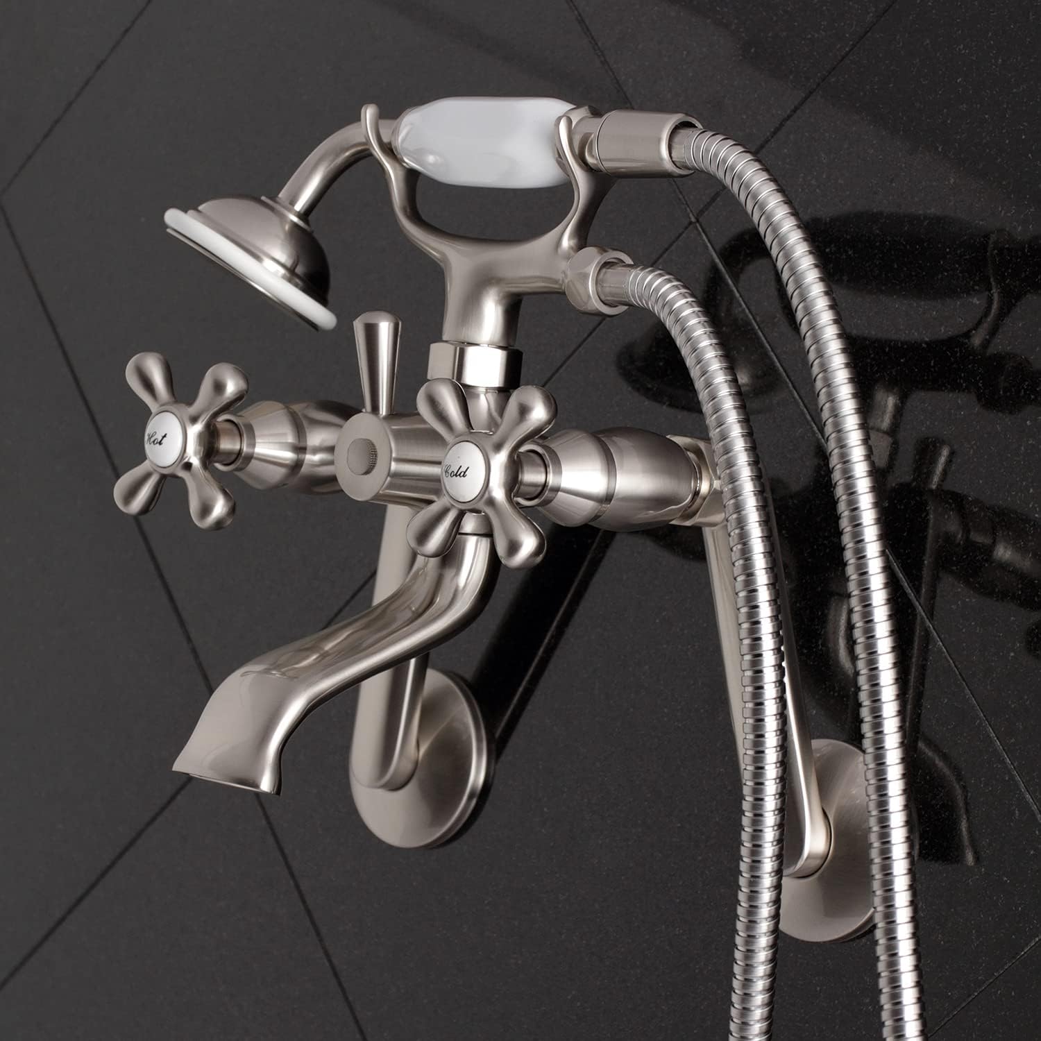 Kingston Brass KS269SN Kingston Clawfoot Tub Faucet, Brushed Nickel 9.13 x 7.5 x 6