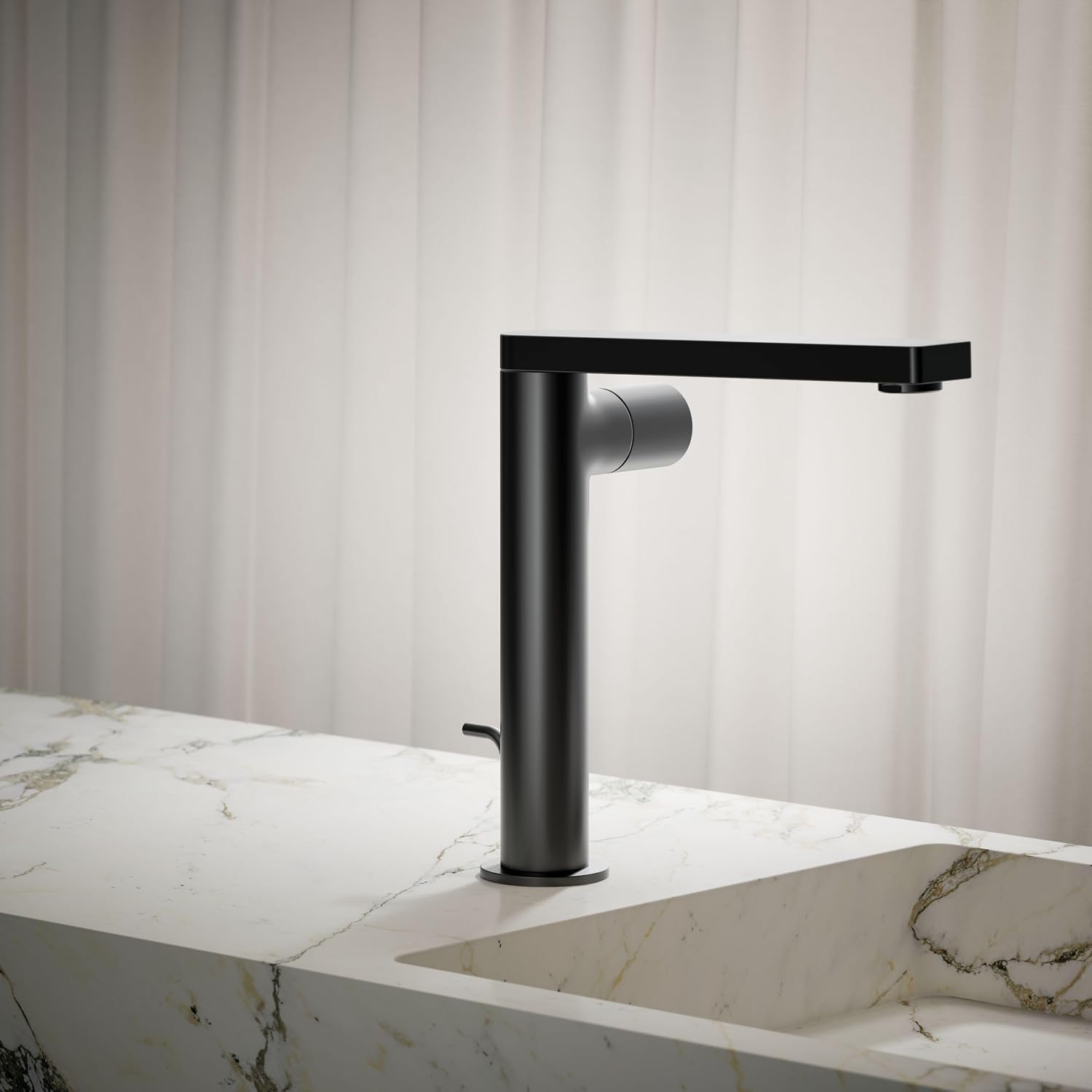 Kohler 73159-7-BL Composed® Tall Single-Handle Bathroom Sink Faucet with Cylindrical Handle, 1.2 gpm, Matte Black