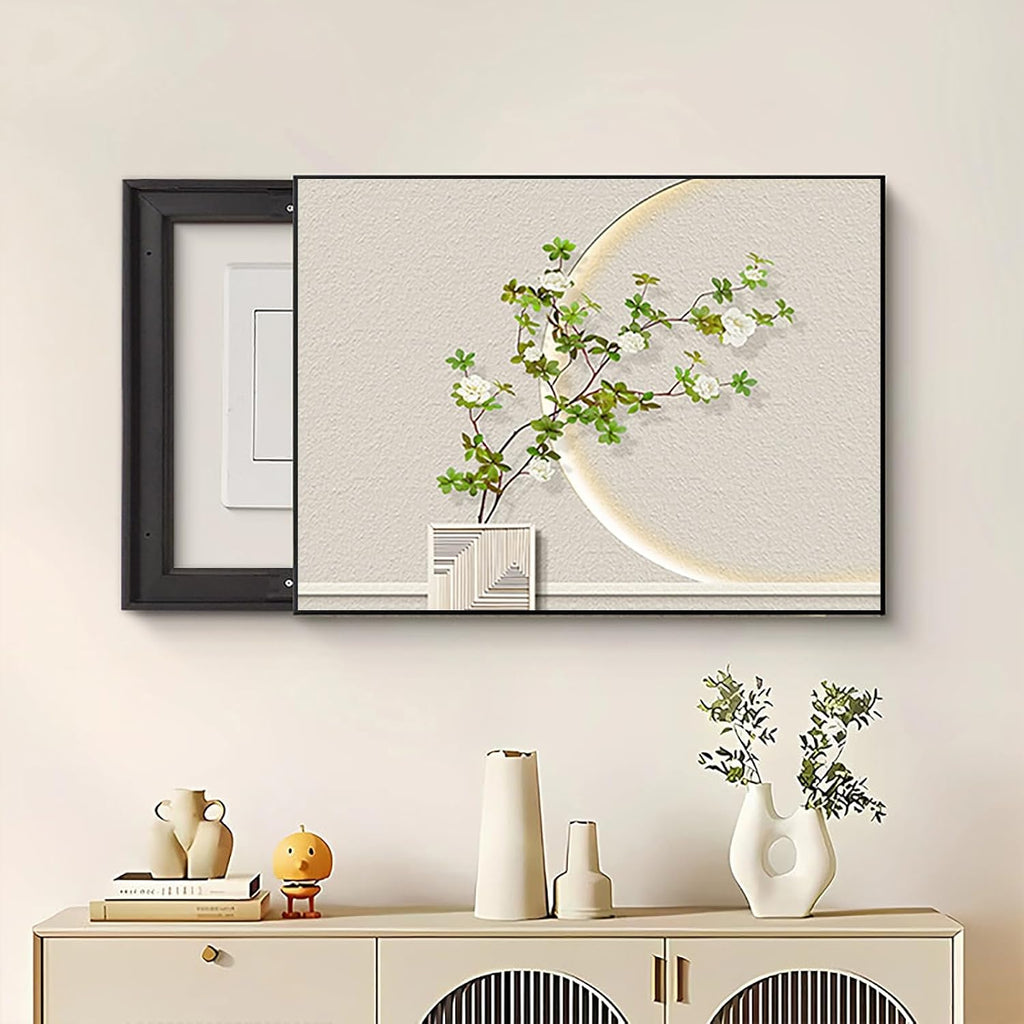 Hidden Electricity Meter Box Decorative Painting, Electrical Panel Cover for Home Decor, Breaker Box Pegboard Protection Cover, Crystal Film Surface(Black 2,60 * 45cm/23.6 * 17.7in)