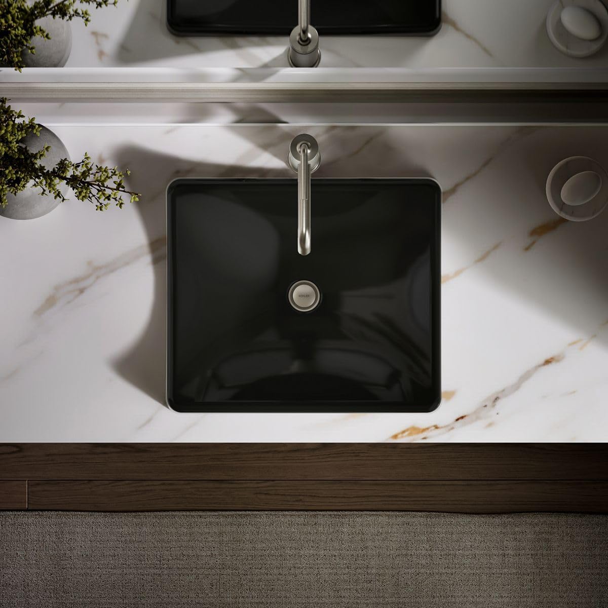 Kohler K-2833-7 DemiLav Above-Counter Single Bowl Bathroom Sink Black Black