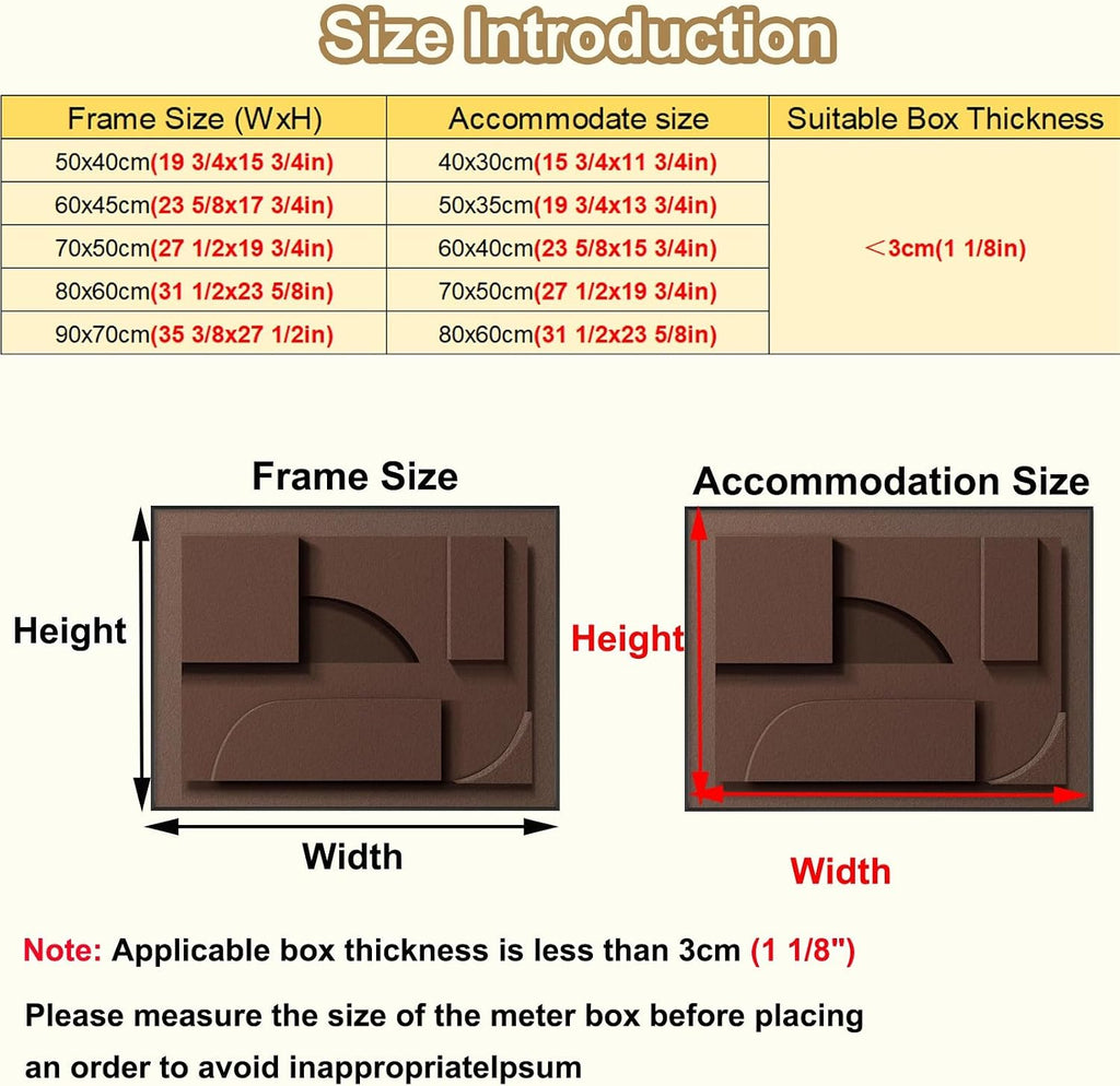 Kitchen Breaker Box Cover for Decorative Wall, Art Tan Electrical Panel Cover for Hide Meter Box/Junction Box, Decorative Fuse Box Cover Horizontal(F,60x45cm(23 5/8x17 3/4in))